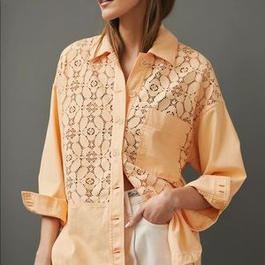 Anthropologie Maeve Lace Shirt Jacket